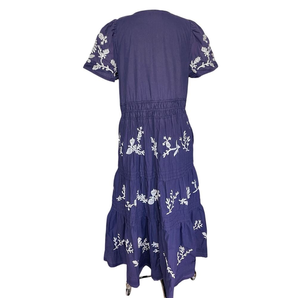ANTHROPOLOGIE Women’s Somerset Boho Navy/Violet Blue Embroidered Dress - Picture 7 of 7